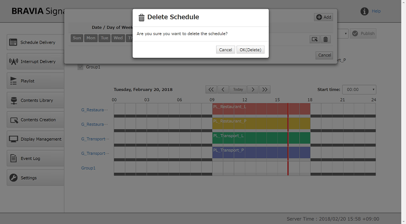 The confirmation dialog for deleting the power schedule