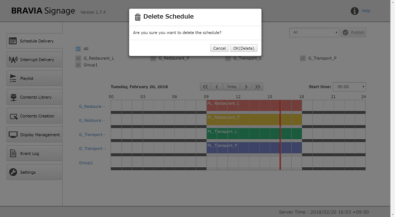 The confirmation dialog for "Delete schedule"
