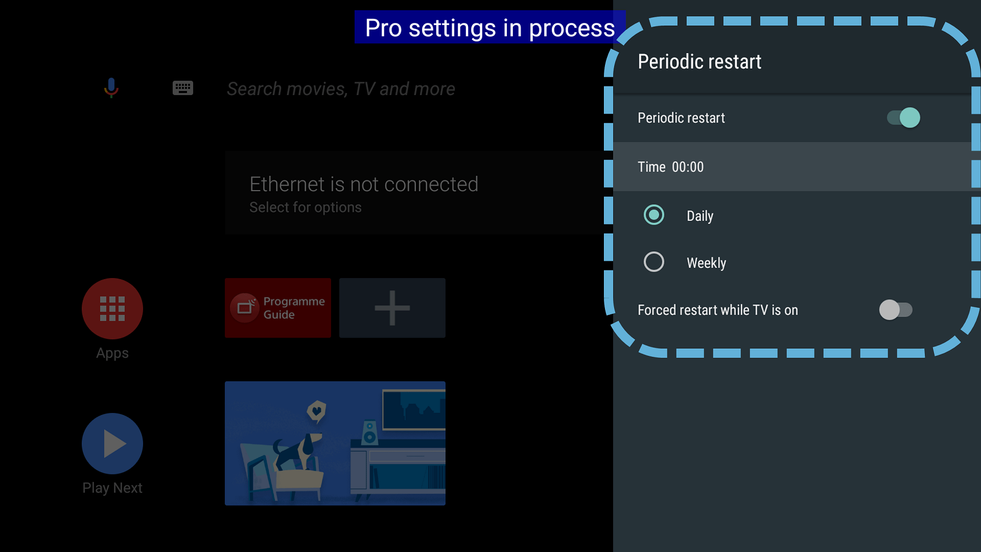 Pro settings > Periodic restart  BRAVIA Professional Displays