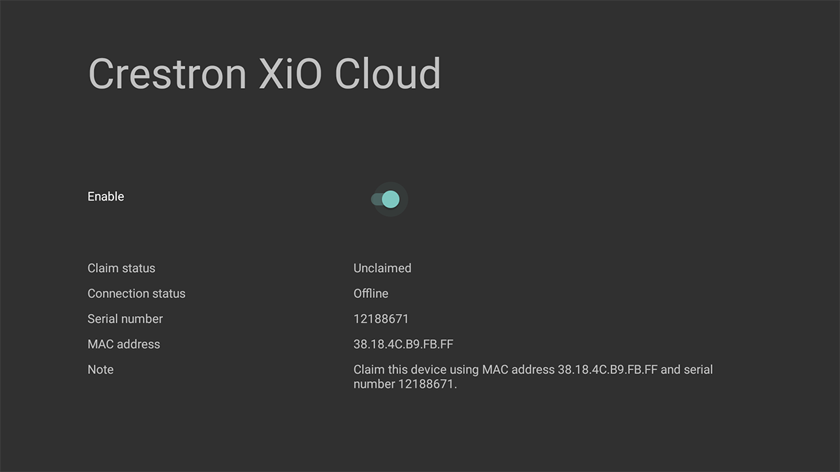 图：Crestron XiO Cloud状态画面