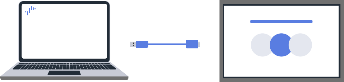 図：ディスプレイとPCをシリアルケーブルで接続するイメージ