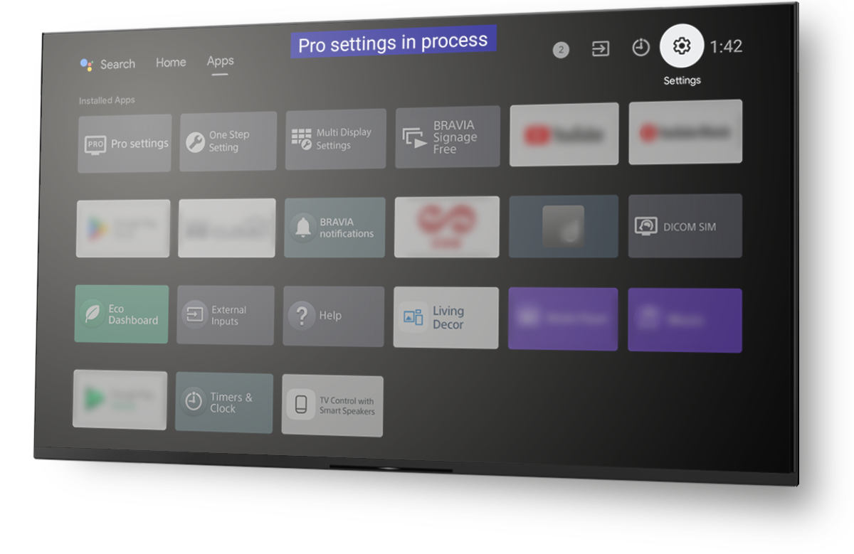 図：「プロ設定モード」環境の[ホーム画面]イメージ